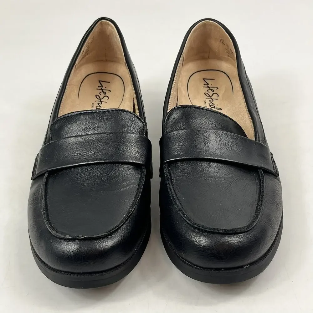 LifeStride Sonoma 2 Loafers Womens Size 6.5 Black Slip On Comfort Shoes Soft